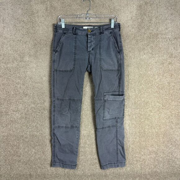 Hei Hei Wanderer Cargo Pants Womens 26 Gray Crop Button Fly Anthropologie Chinos - Picture 3 of 14